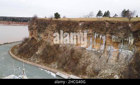 Morristown, Nuova Scozia, Canada, dicembre 25 2021. Morristown Aerial Cribbons Point Harbour. Luke Durda/Alamy Foto Stock