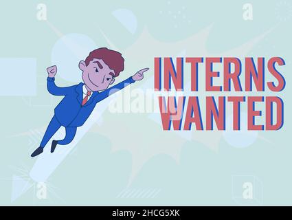 Volevano gli interni del testo della scrittura a mano. Concetto che significa cercare sul lavoro tirocinante part time studente di lavoro Man disegno in uniforme puntamento in piedi Foto Stock