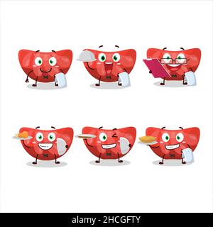 felice rosso arancio gummy caramella cameriere personaggio cartoon tenendo un piatto. Illustrazione vettoriale Illustrazione Vettoriale