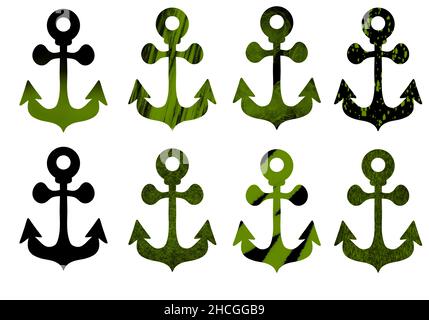 Set con ancoraggi per carta da parati e imballaggi e biancheria, regali e carte Foto Stock