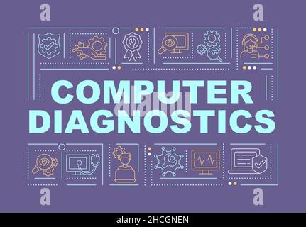 Banner viola dei concetti della parola diagnostica del dispositivo Illustrazione Vettoriale