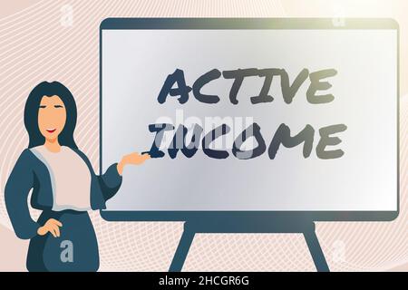 Testo che mostra ispirazione reddito attivo. Business Approach Royalty stipendi Pensioni investimenti finanziari Suggerimenti digitando nuovo libro Capitolo, registrazione Foto Stock