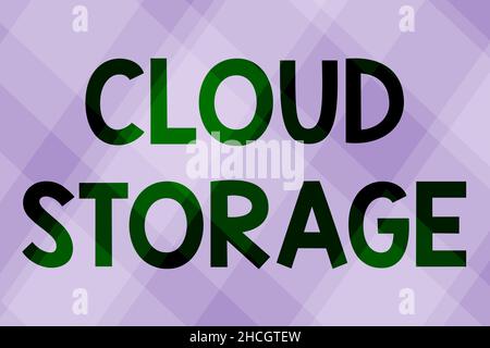 Ispirazione che mostra Sign Cloud Storage. Il photo computing concettuale connette i dispositivi ai dati cloud su storage remoto linea di sfondi illustrati con Foto Stock