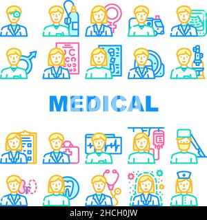 Medical Specialty Health Treat icone Set Vector Illustrazione Vettoriale