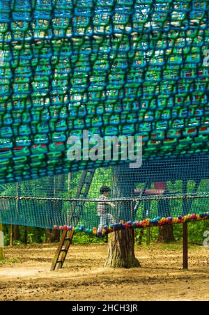 Rete di arrampicata al parco di Pyrlandia Foto Stock