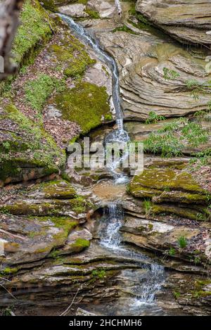 Sorgenti d'acqua fluenti nel carter Caves Resort state Park, Kentucky Foto Stock