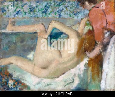Dopo il bagno; Edgar Degas (francese, 1834 - 1917) ca1895 - olio su tela. Foto Stock