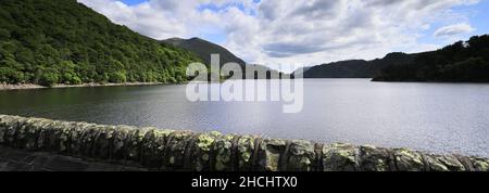 Vista estiva sul Thirlmere Reservoir, Allerdale; Lake District National Park, Cumbria, Inghilterra, Regno Unito Foto Stock