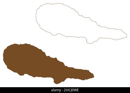 Isola di Pico (arcipelago delle Azzorre, Portogallo, Repubblica Portoghese) mappa illustrazione vettoriale, schizza schizzo Ilha Preta o Isola Nera mappa Illustrazione Vettoriale
