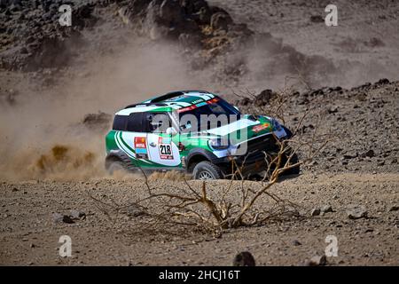 218 Seaidan Yasir (sau), Kuzmich Alexey (rus), YBS-X-RAID, Mini John Cooper Works Rally, Auto FIA T1/T2, in azione durante le Prove private del Dakar Rally 2022, dal 29 al 30 dicembre 2022 a Jeddah, Arabia Saudita - Foto Gigi Soldano / DPPI Foto Stock