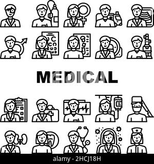 Medical Specialty Health Treat icone Set Vector Illustrazione Vettoriale