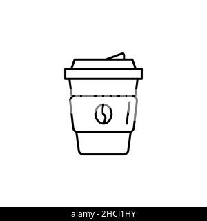 icona take away, cartello monouso in plastica o polistirene per bevande, vettore piatto sottile. Illustrazione Vettoriale