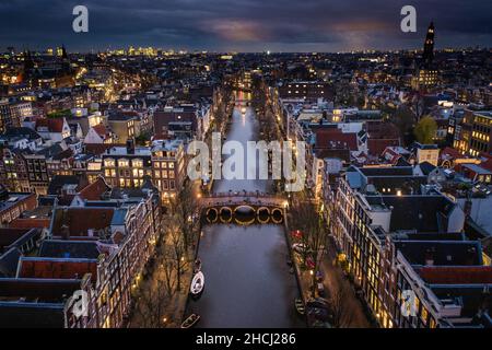 Vista aerea della città di Amsterdam nei Paesi Bassi Foto Stock