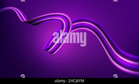 un moderno e trendy viola realistico pennello colpo olio o vernice acrilica ondulato liquido forma 3d rendering Foto Stock