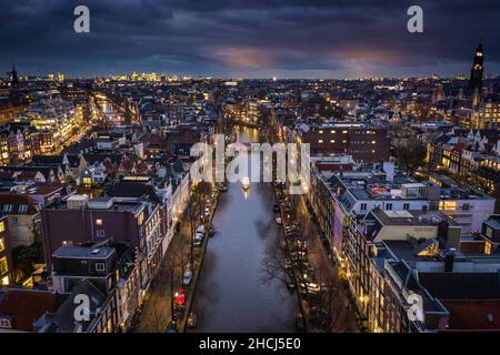 Vista aerea della città di Amsterdam nei Paesi Bassi Foto Stock