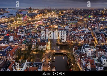 Vista aerea della città di Amsterdam nei Paesi Bassi Foto Stock