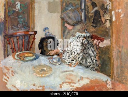 Donna e cane a tavola (1908) di Pierre Bonnard. Foto Stock