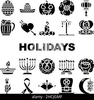 Festa Accessori icone Set Vector Illustrazione Vettoriale