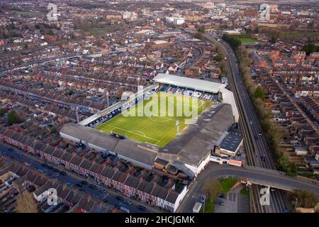 Vista aerea dello stadio Luton Town Football Club Foto Stock