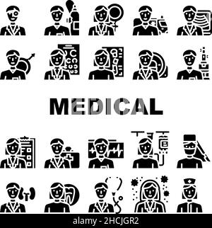 Medical Specialty Health Treat icone Set Vector Illustrazione Vettoriale