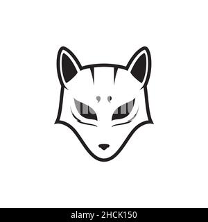 maschera di gatto samurai donna logo design vettore grafico simbolo icona segno illustrazione idea creativa Illustrazione Vettoriale