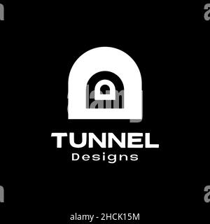 bianco in nero tunnel logo design vettoriale grafico simbolo icona segno illustrazione idea creativa Illustrazione Vettoriale