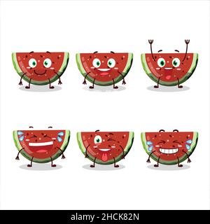 Personaggio cartoon di watermelon caramella gommosa con espressione sorriso. Illustrazione vettoriale Illustrazione Vettoriale
