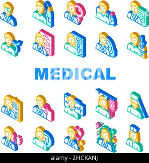 Medical Specialty Health Treat icone Set Vector Illustrazione Vettoriale