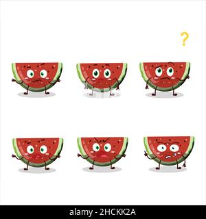 Personaggio cartoon di watermelon gommoso caramella con quale espressione. Illustrazione vettoriale Illustrazione Vettoriale