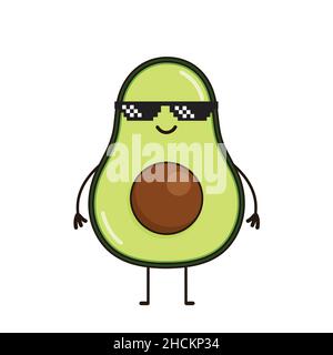 Icona del vettore di Avocado carino. Cartoon Avocado illustrazione isolato su sfondo bianco. Illustrazione Vettoriale