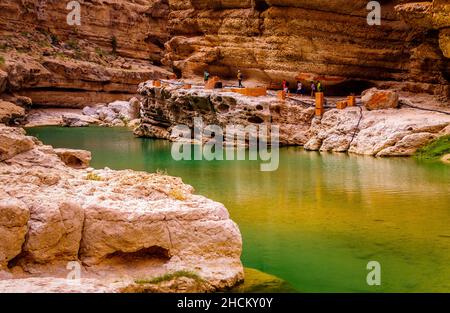 Bellissimo Wadi Ash Shab in Oman Foto Stock