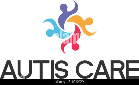 Design moderno e colorato con logo AUTIS CARE People Illustrazione Vettoriale