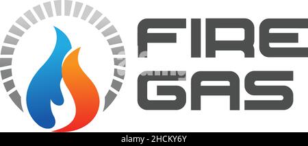 Moderno e colorato FUOCO GAS Fuel Flaming logo design Illustrazione Vettoriale