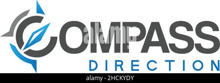 Design moderno del logo DELLA NAVIGAZIONE DIREZIONALE A BUSSOLA Illustrazione Vettoriale
