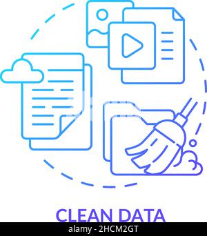Icona del concetto di gradiente blu dei dati di pulizia Illustrazione Vettoriale