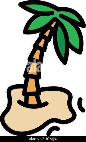 Icona Palm turkey. Contorno palma tacchino vettore icona colore piatto isolato Illustrazione Vettoriale