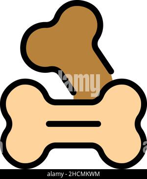 Ossa per cane icona. Contorno ossa per cane vettore icona linea sottile colore piatto su bianco Illustrazione Vettoriale