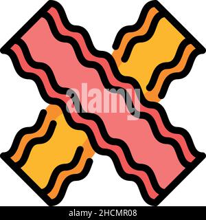Icona di pancetta a brisket. Contorno bacon brisket vettore icona colore piatto isolato Illustrazione Vettoriale