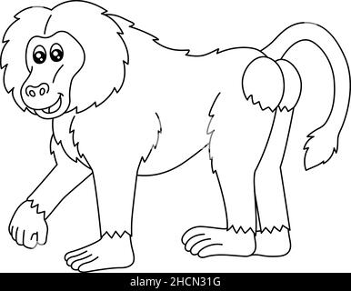 Pagina di colorazione Baboon isolato per i bambini Illustrazione Vettoriale