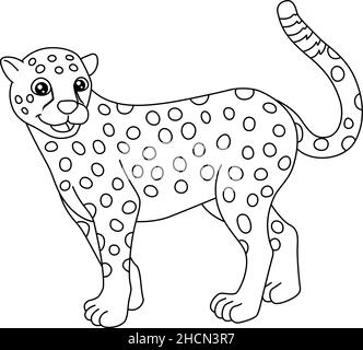 Cheetah colorazione pagina isolato per i bambini Illustrazione Vettoriale