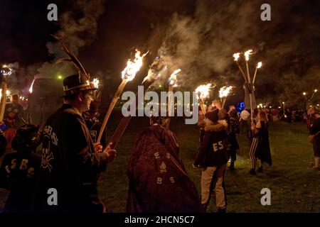 Rye Bonfire Night Parade 2021 novembre Foto Stock