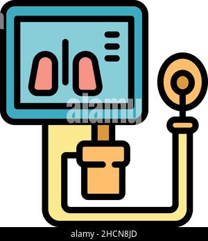 Icona della macchina medica del ventilatore. Profilo ventilatore medico macchina vettore icona colore piatto isolato Illustrazione Vettoriale