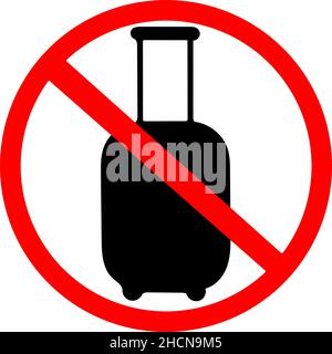 bagaglio non consentito, divieto, valigia passeggero non consentito cerchio divieto di segnalazione vettore strada su sfondo trasparente Illustrazione Vettoriale