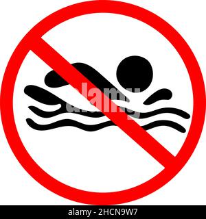 Nuoto non consentito, non nuotare, nuoto vietato segnale strada isolato su sfondo trasparente Illustrazione Vettoriale
