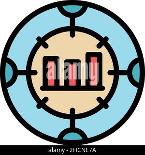 Icona risultati del problema. Contorno dei risultati dei problemi icona vettoriale colore piatto isolato Illustrazione Vettoriale