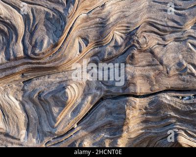 Swishy modelli su un pezzo di legno secco Foto Stock