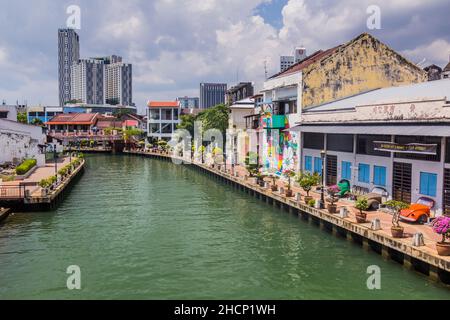 MALACCA, MALAYASIA - 19 MARZO 2018: Fiume Malacca nel centro di Malacca Melaka . Foto Stock