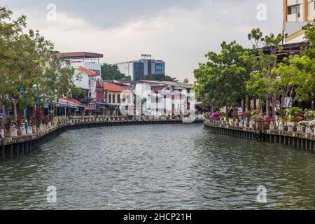 MALACCA, MALAYASIA - 19 MARZO 2018: Fiume Malacca nel centro di Malacca Melaka . Foto Stock