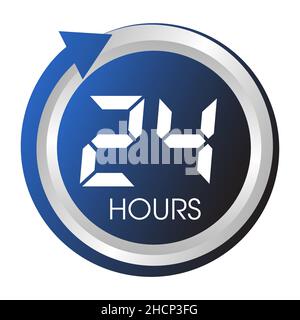 Aprire il pulsante ventiquattro ore. Illustrazione Vettoriale