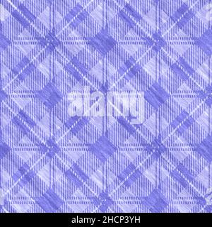 Colore tartan diagonale viola peri dell'anno texture motivo senza cuciture. Gingham tonale, grunge controllare texture sfondo trendy. Lavaggio bianco e blu tenue Foto Stock